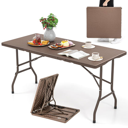 Tangkula 5FT Folding Table, HDPE Plastic Picnic Table for 4-6Person