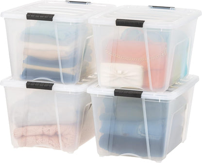 IRIS USA 2-Pack 27 Quart Storage Bins with Lids, Clear