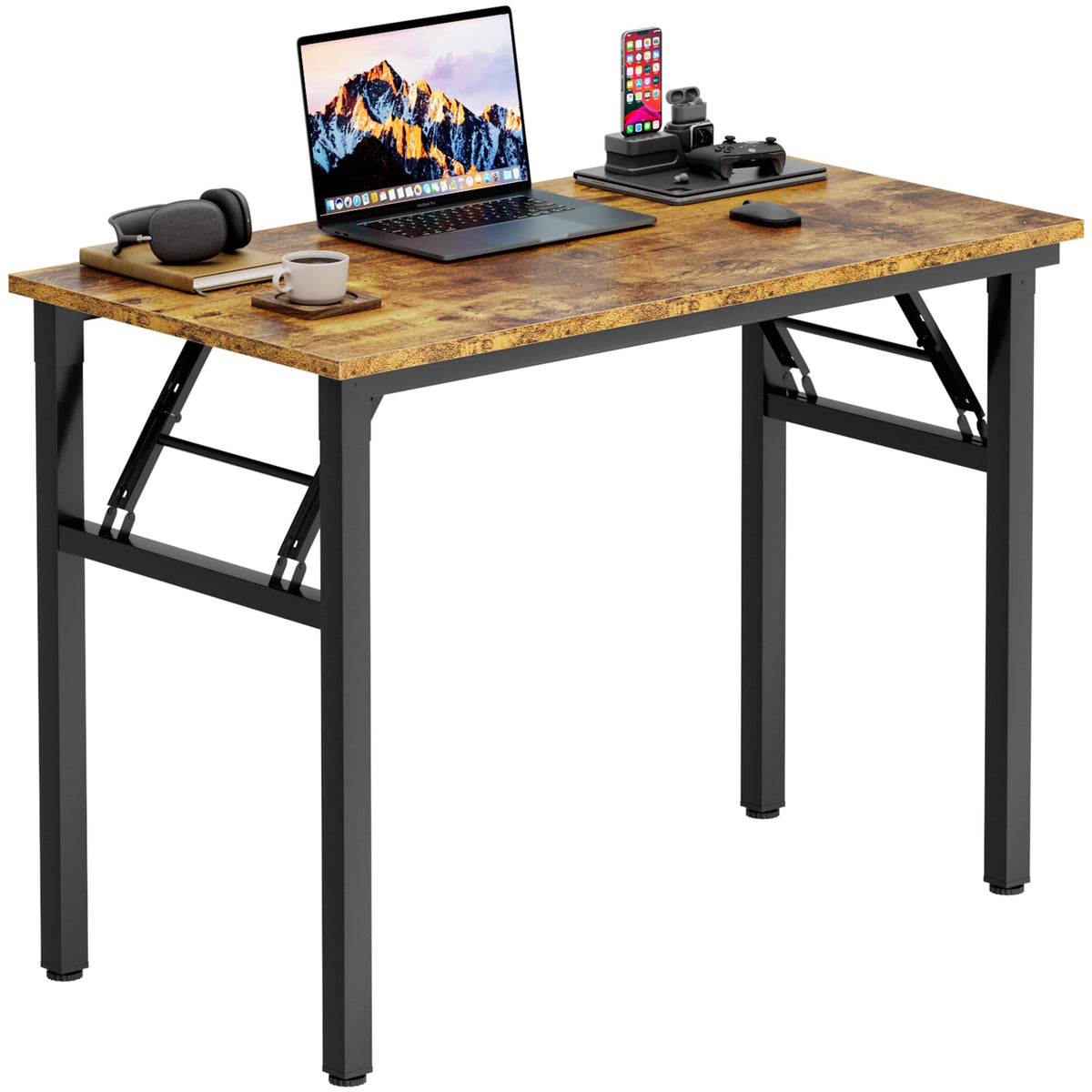 Need Small Computer Desk 31.5x15.7 Inch Folding Home Office Table Teak