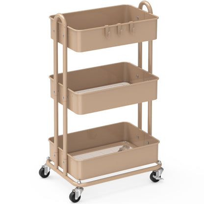 Simple Houseware 3-Tier Heavy Duty Metal Utility Rolling Cart, Navy