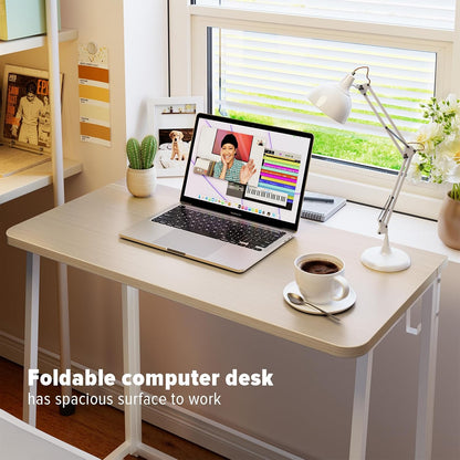 WOHOMO Folding Desk, 31.5" Foldable Computer Table for Small Spaces, Oak