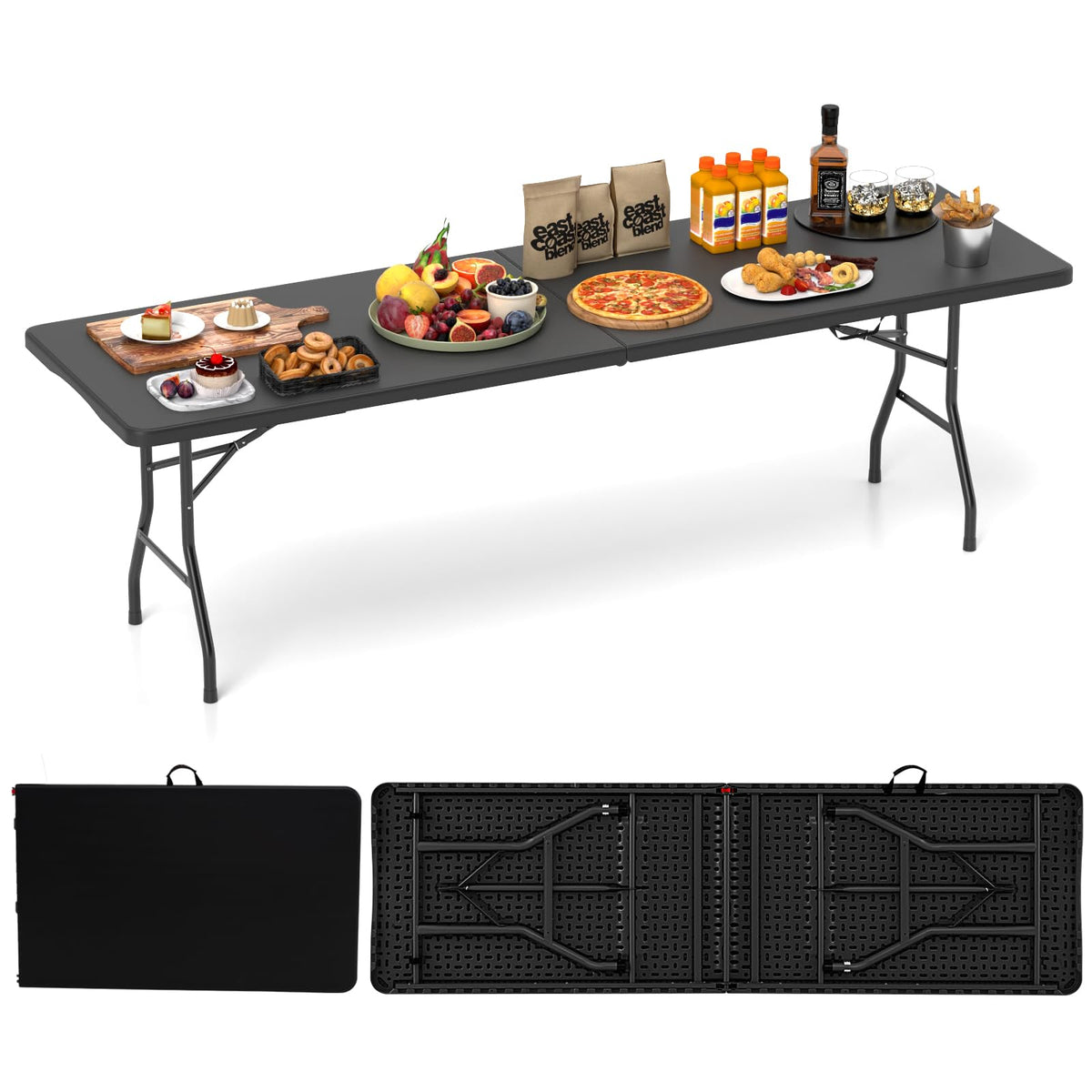 Tangkula 5FT Folding Table, HDPE Plastic Picnic Table for 4-6Person