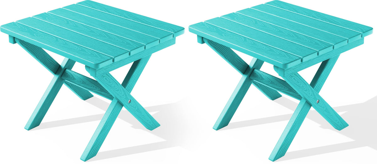 SERWALL Small Folding Side Table, HDPE Outdoor End Table, Coffee