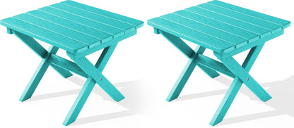 SERWALL Small Folding Side Table, HDPE Outdoor End Table, Coffee