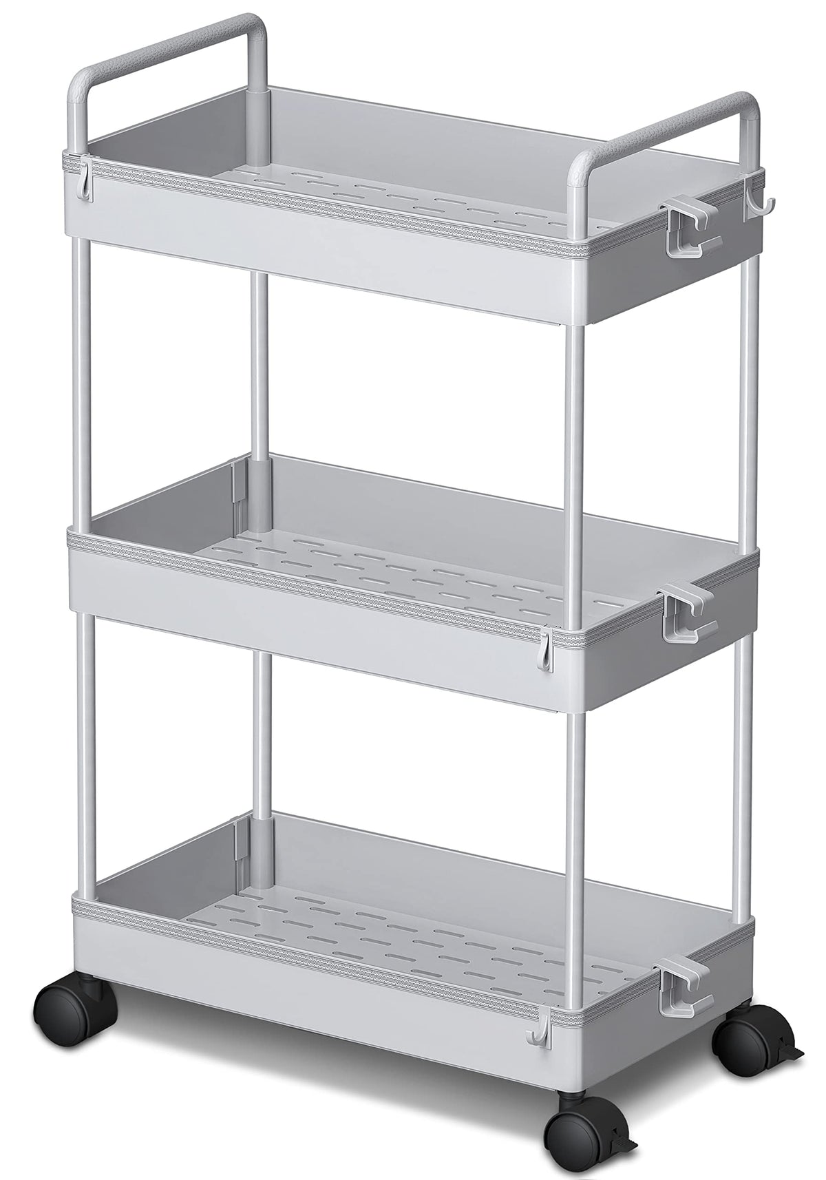 Ronlap 3 Tier Slim Rolling Storage Cart with Wheels Utility Organizer,White
