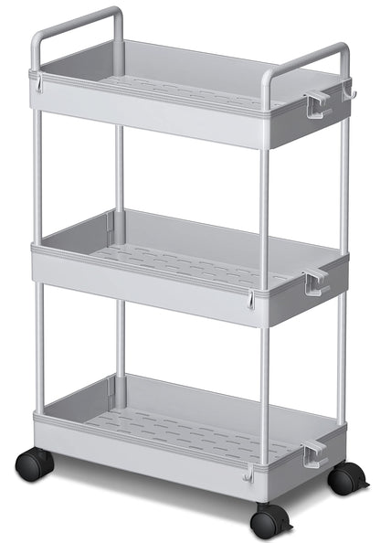 Ronlap 3 Tier Slim Rolling Storage Cart with Wheels Utility Organizer,White