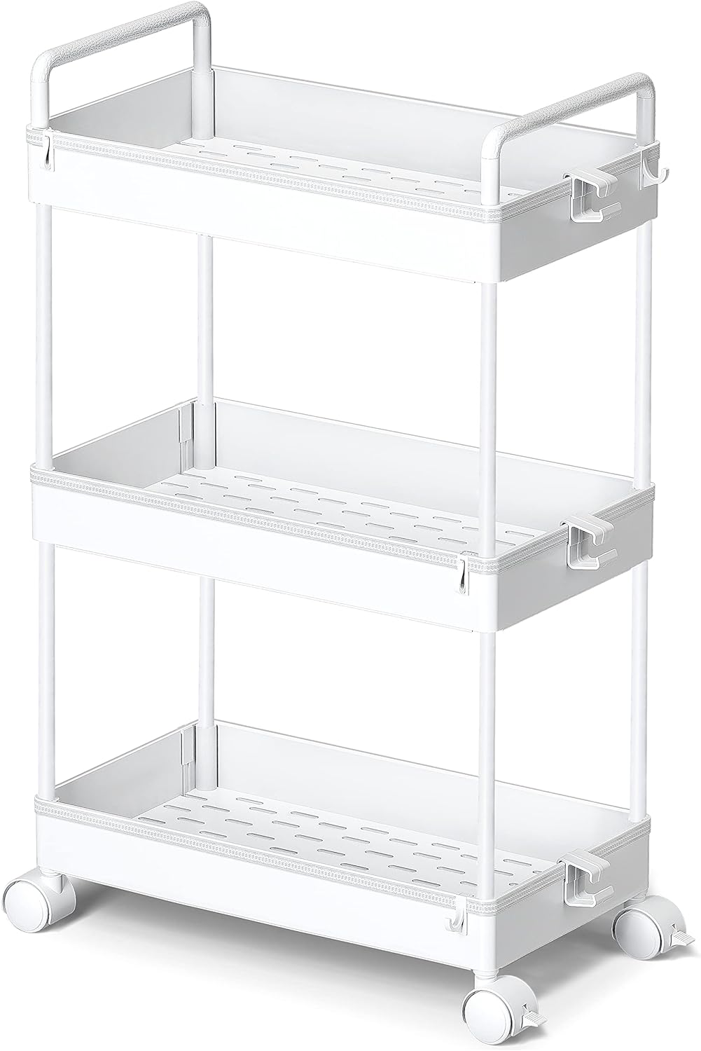Ronlap 3 Tier Slim Rolling Storage Cart with Wheels Utility Organizer,White