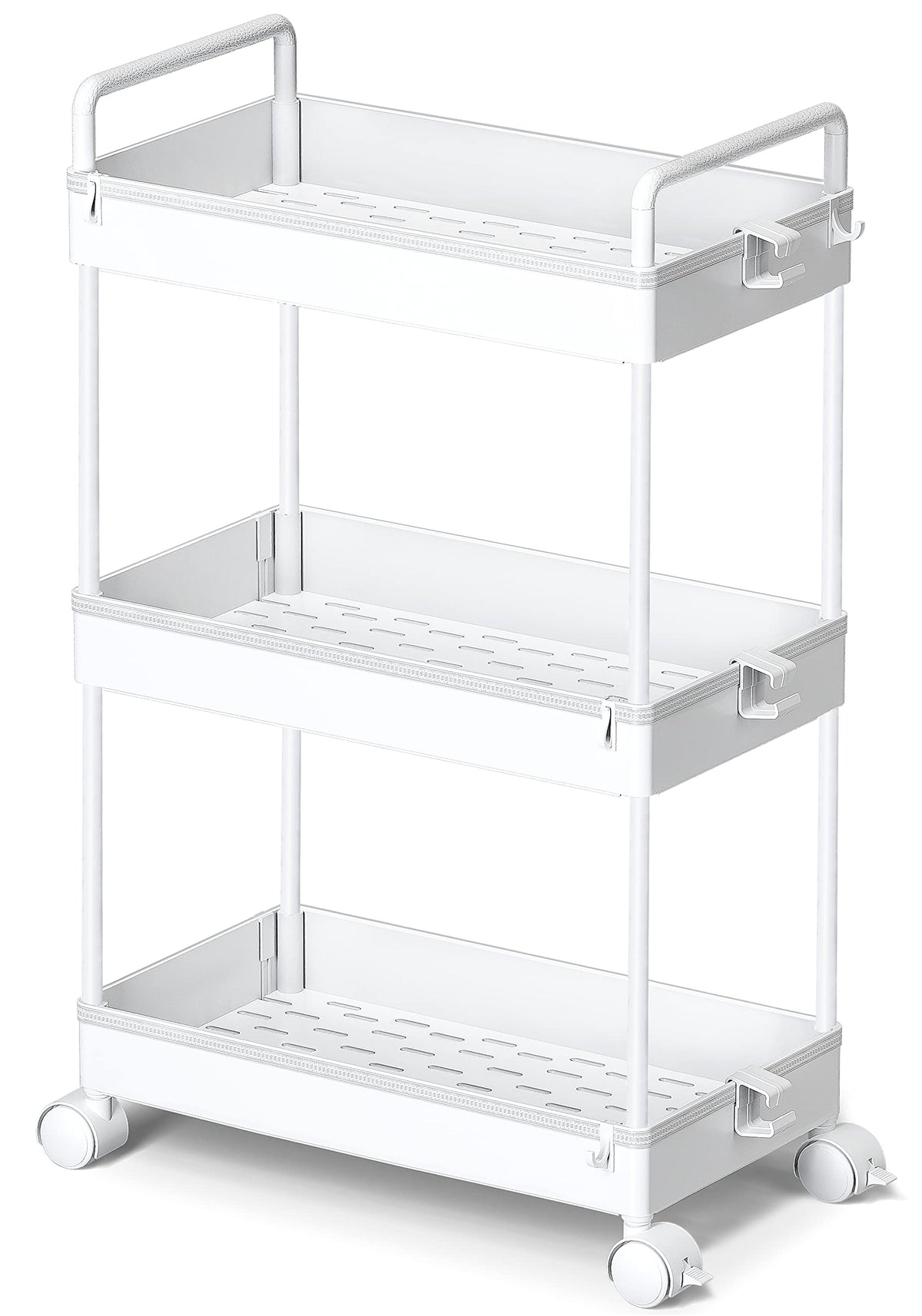 Ronlap 3 Tier Slim Rolling Storage Cart with Wheels Utility Organizer,White