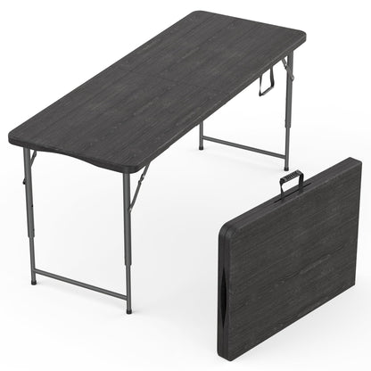 Our Modern Space 8 Feet Foldable Table with Built in Handle & Steel Legs | 8 FT Heavy Duty Portable | Perfect for Party, Dining, Wedding, Events, Picnic Indoor, Outdoor, Camping, Temporary - 8 Foot