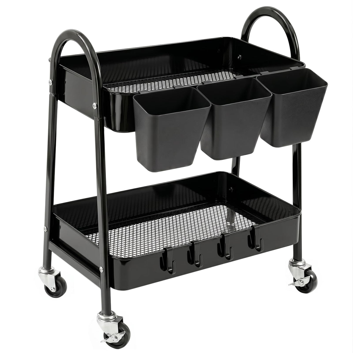 danpinera 3-Tier Rolling Cart, Metal Rolling Storage Cart with Wheels
