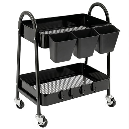 danpinera 3-Tier Rolling Cart, Metal Rolling Storage Cart with Wheels
