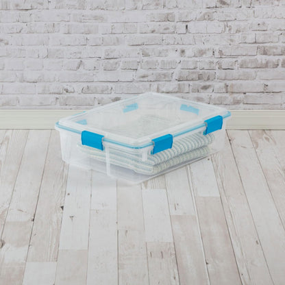 Sterilite Gasket Storage Box with Lids for Home & Office, 37 Quart, 4-Pack