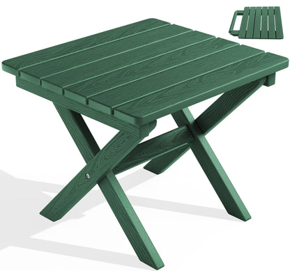 SERWALL Small Folding Side Table, HDPE Outdoor End Table, Coffee