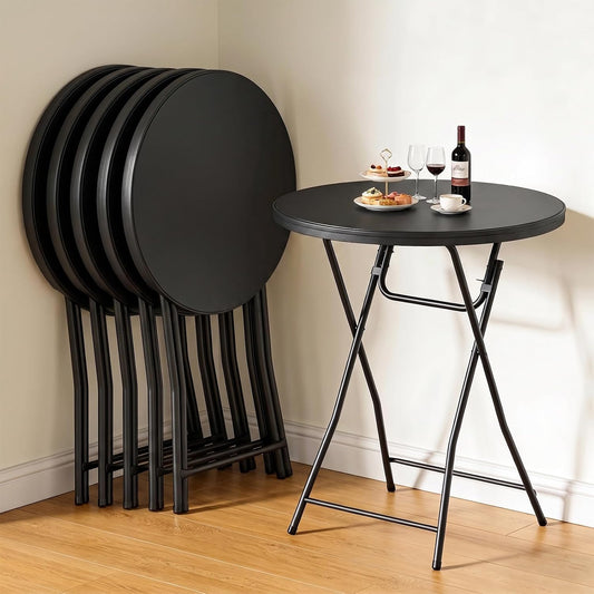 6 Pack Cocktail Table, 32 Inch Folding Table, High Top Round Tables, Black
