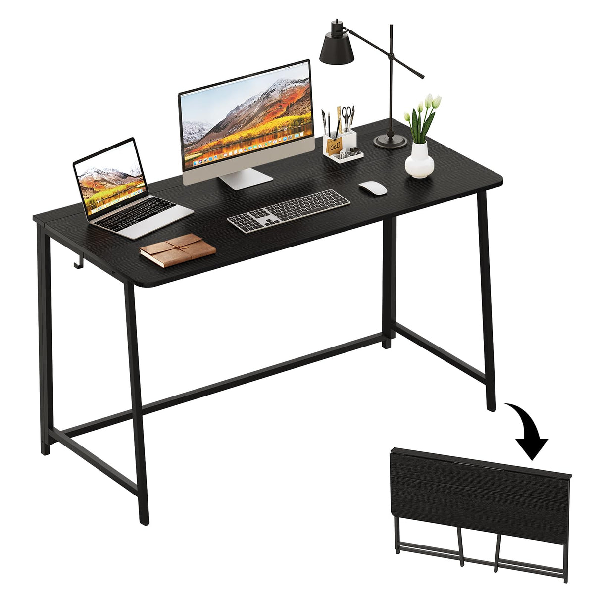 WOHOMO Folding Desk, 31.5" Foldable Computer Table for Small Spaces, Oak