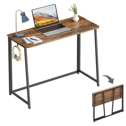 WOHOMO Folding Desk, 31.5" Foldable Computer Table for Small Spaces, Oak