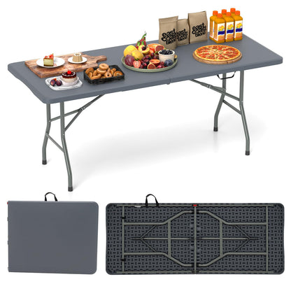 Tangkula 5FT Folding Table, HDPE Plastic Picnic Table for 4-6Person