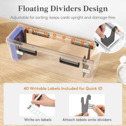 Lifewit Trading Card Storage Box with Handle, Fit for Toploader, 2 Pcs