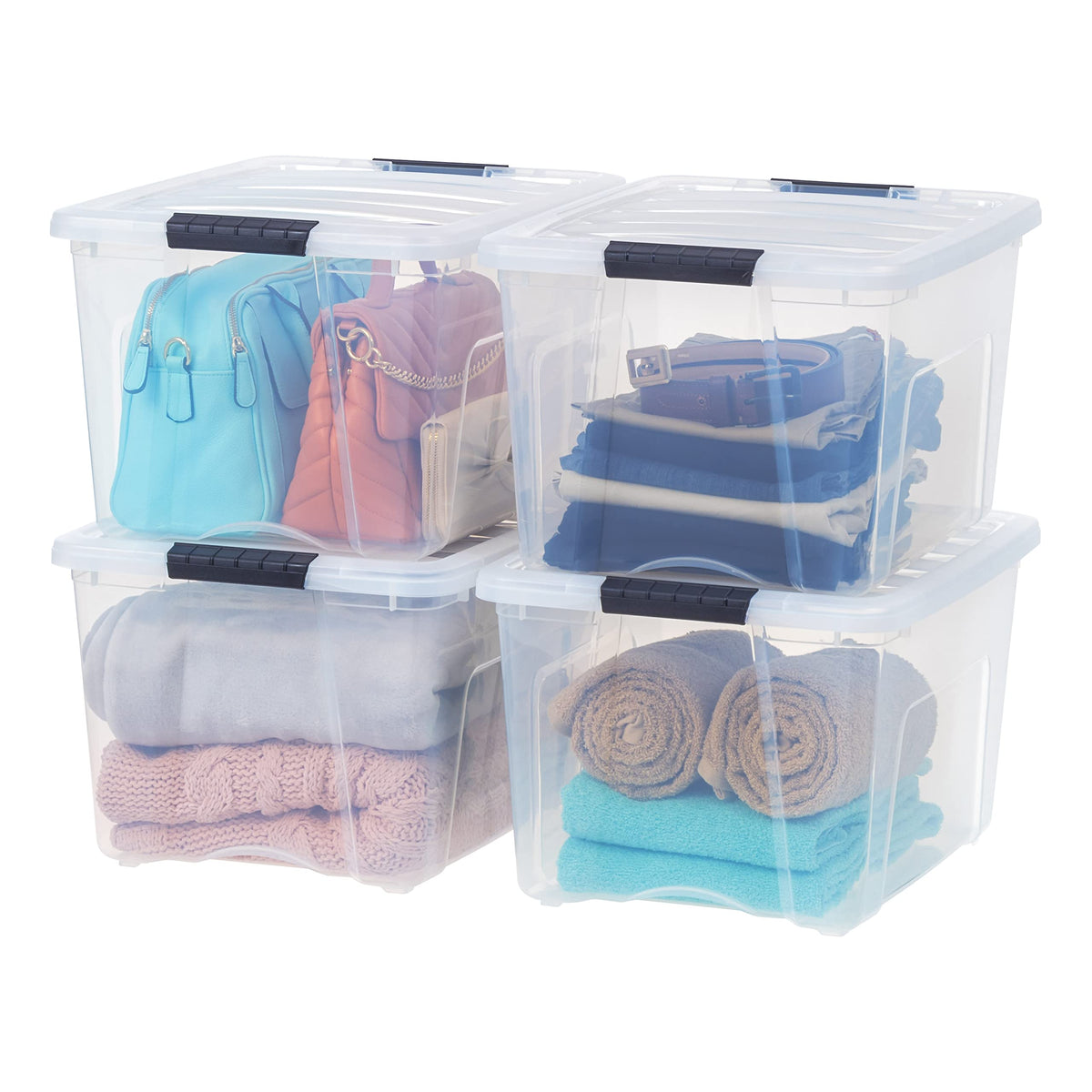 IRIS USA 2-Pack 27 Quart Storage Bins with Lids, Clear