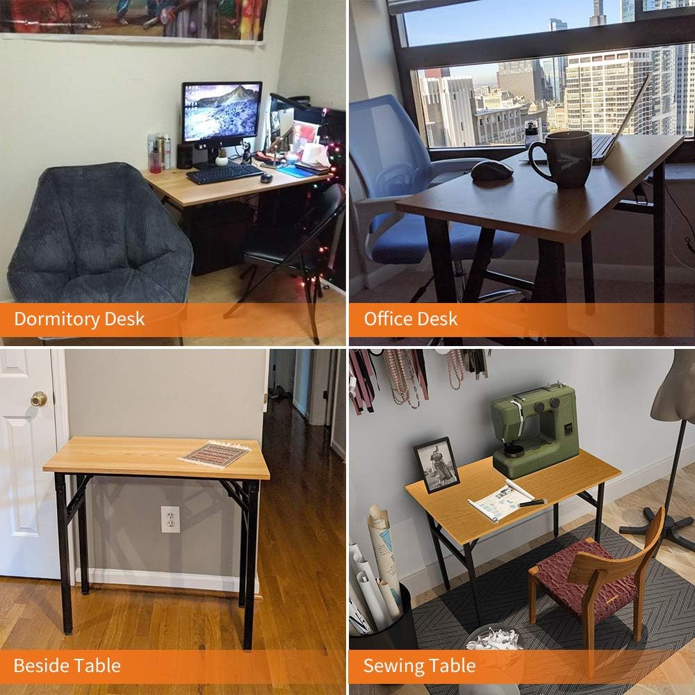 Need Small Computer Desk 31.5x15.7 Inch Folding Home Office Table Teak