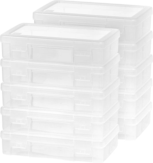 IRIS USA Clear Cases |Made in USA| Plastic Box Organizers (10-Pack)- Medium