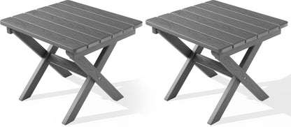 SERWALL Small Folding Side Table, HDPE Outdoor End Table, Coffee