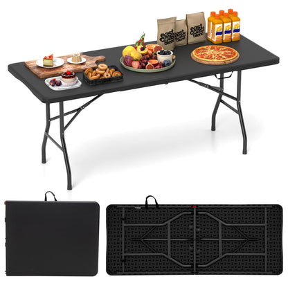 Tangkula 5FT Folding Table, HDPE Plastic Picnic Table for 4-6Person