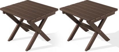 SERWALL Small Folding Side Table, HDPE Outdoor End Table, Coffee