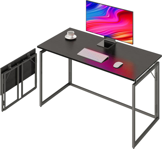 alawooder 39.4" Folding Desk: No Assembly, Wood Top for Small Spaces