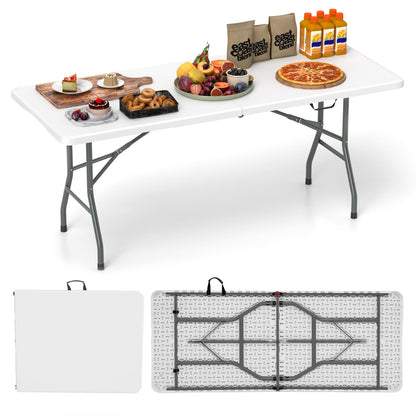 Tangkula 5FT Folding Table, HDPE Plastic Picnic Table for 4-6Person