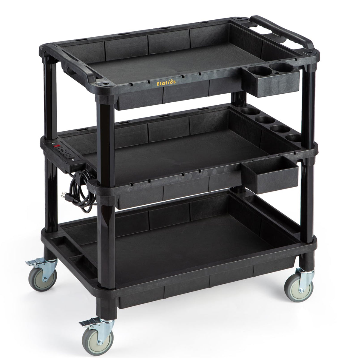 ELAFROS 3-Shelf Heavy Duty Rolling Utility Cart, 32.4 x 18.3 in