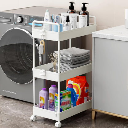 Ronlap 3 Tier Slim Rolling Storage Cart with Wheels Utility Organizer,White