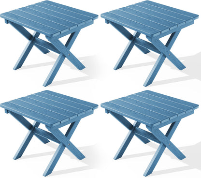 SERWALL Small Folding Side Table, HDPE Outdoor End Table, Coffee