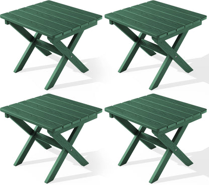 SERWALL Small Folding Side Table, HDPE Outdoor End Table, Coffee