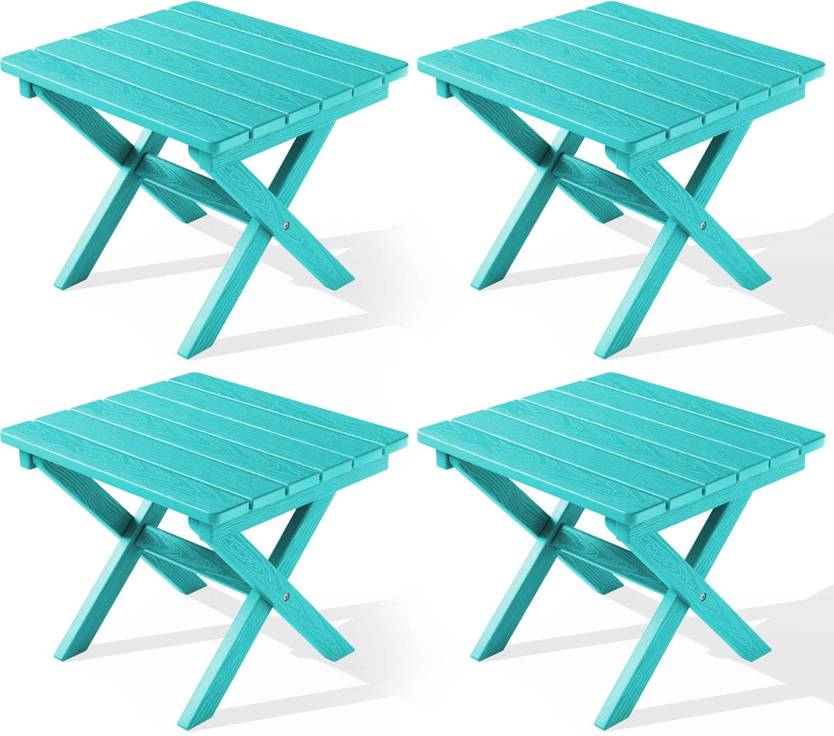 SERWALL Small Folding Side Table, HDPE Outdoor End Table, Coffee