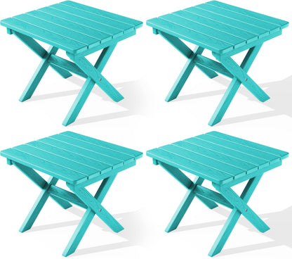 SERWALL Small Folding Side Table, HDPE Outdoor End Table, Coffee