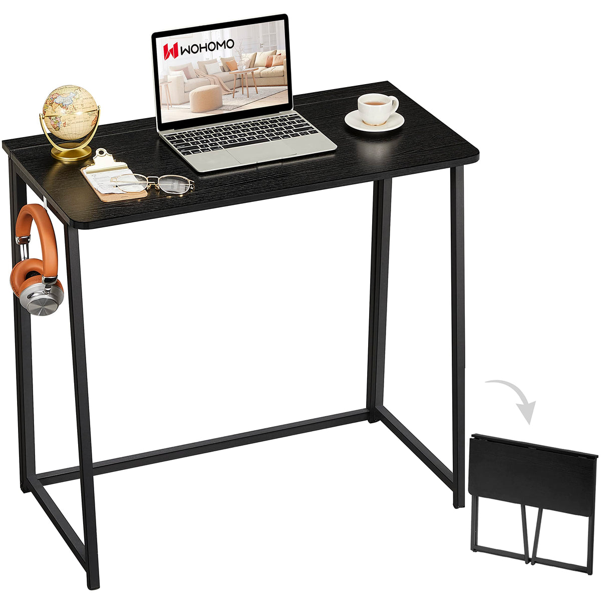 WOHOMO Folding Desk, 31.5" Foldable Computer Table for Small Spaces, Oak
