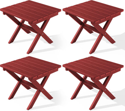 SERWALL Small Folding Side Table, HDPE Outdoor End Table, Coffee