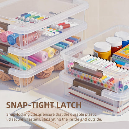 Citylife 3PC Storage Bins with Lids, Stackable Plastic Box, Paper Storage
