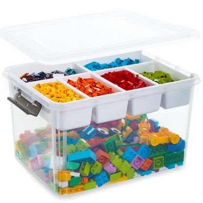 Citylife 17QT Clear Craft Organizers and Storage Box with Removable Tray