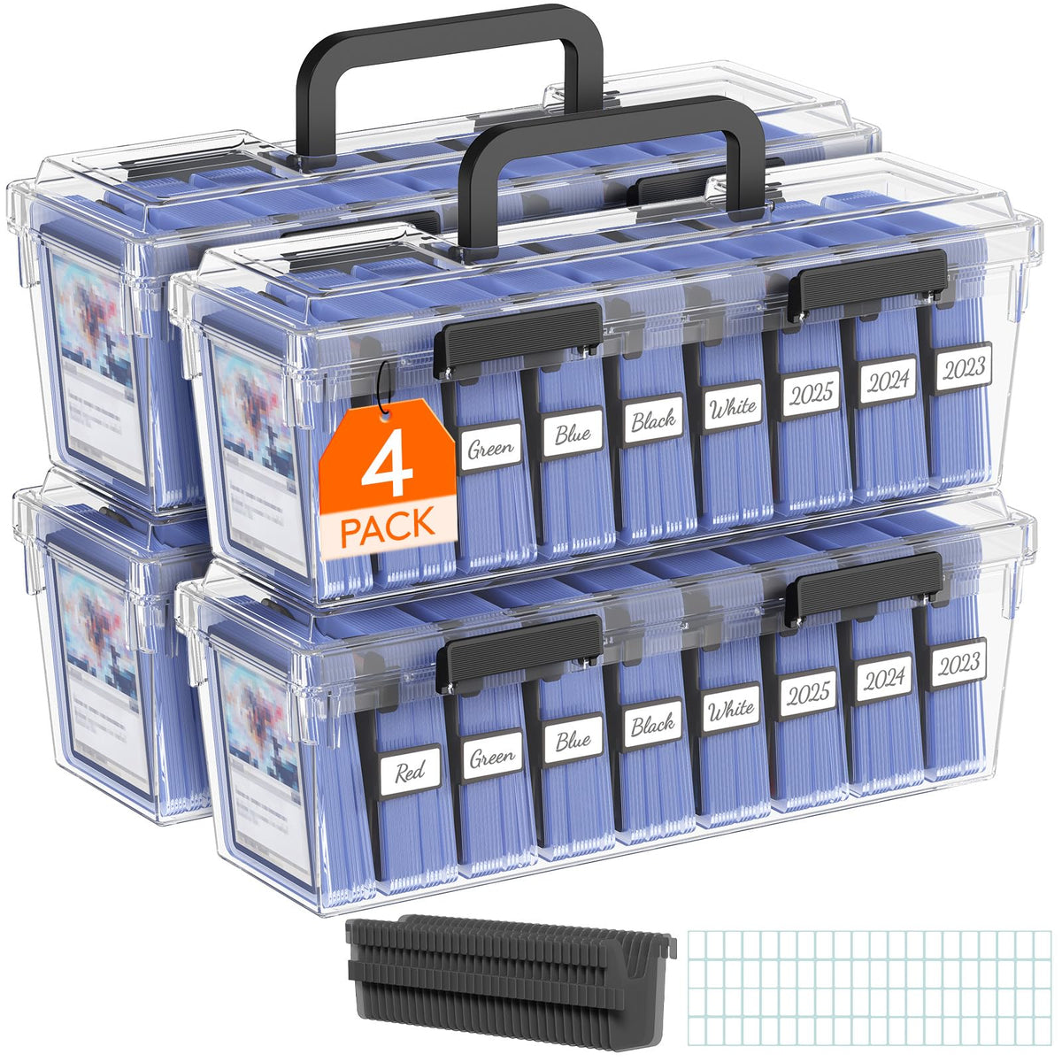 Lifewit Trading Card Storage Box with Handle, Fit for Toploader, 2 Pcs