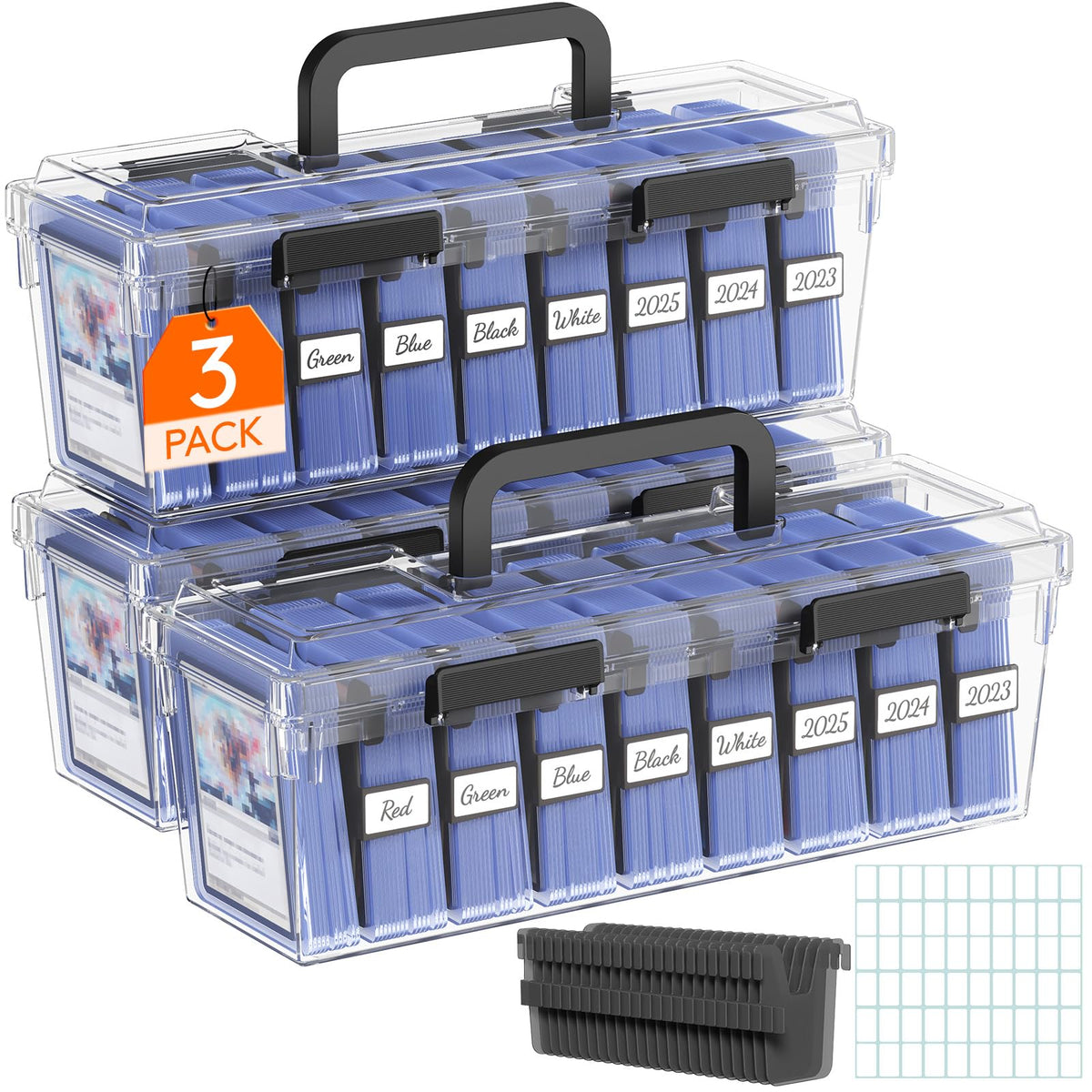 Lifewit Trading Card Storage Box with Handle, Fit for Toploader, 2 Pcs