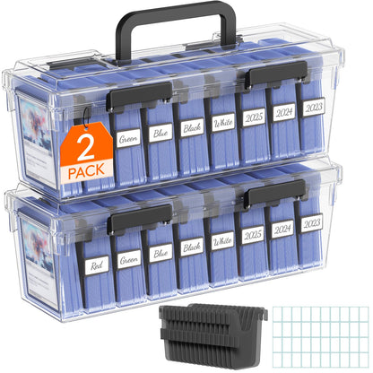 Lifewit Trading Card Storage Box with Handle, Fit for Toploader, 2 Pcs