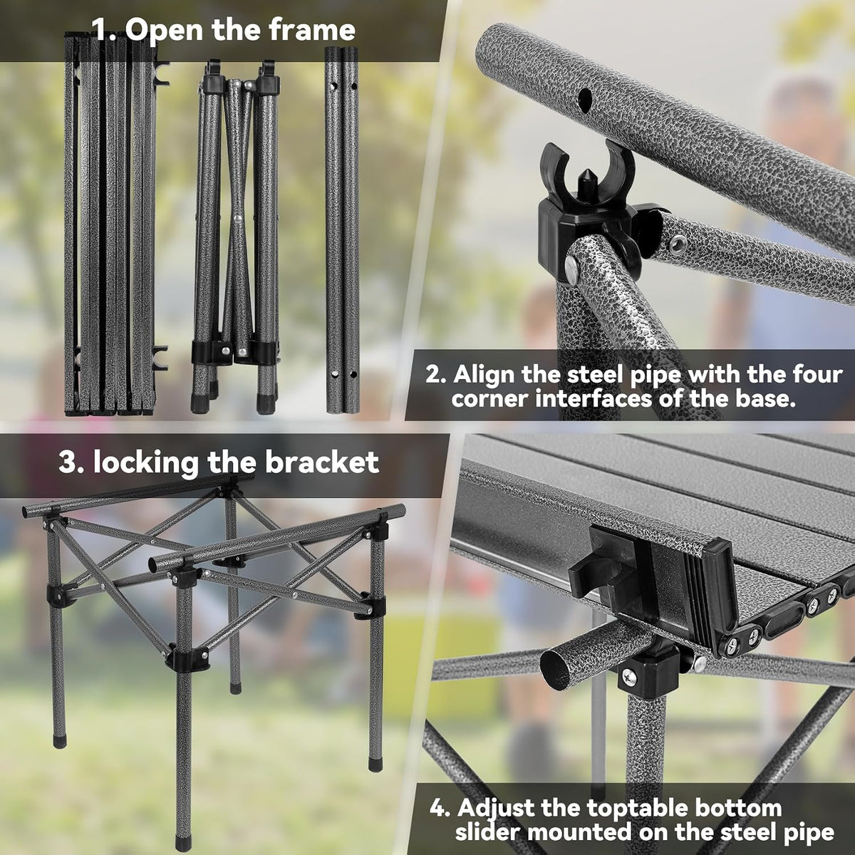 Opliy Portable Folding Camping Table for 2-4 Persons Aluminum Collapsible Table Lightweight with Carry Bag for Camping, Hiking, Picnics, BBQ, Beach Trips & Tailgating