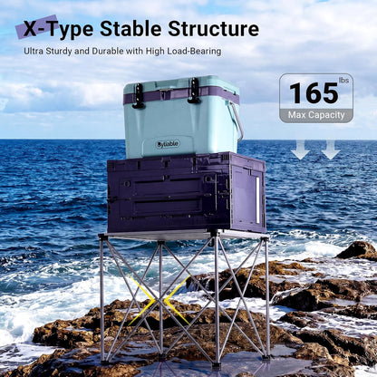 Byliable Camping Square Folding Table, Portable Aluminum Table, Titanium