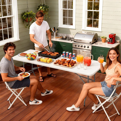 FDW | 6FT Folding Table | White | Portable Plastic Table