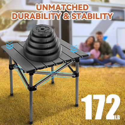 Opliy Portable Folding Camping Table for 2-4 Persons Aluminum Collapsible Table Lightweight with Carry Bag for Camping, Hiking, Picnics, BBQ, Beach Trips & Tailgating