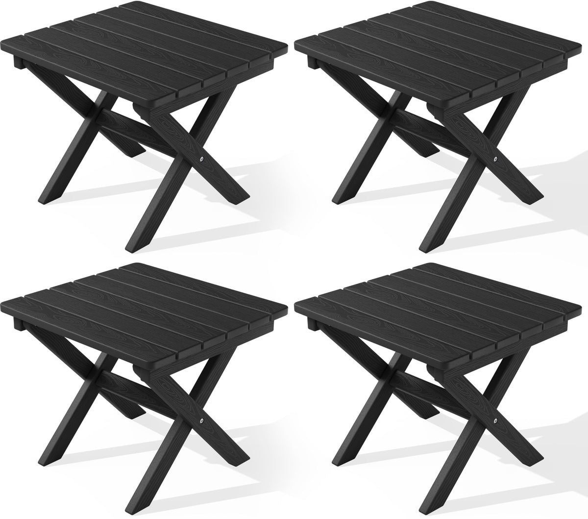 SERWALL Small Folding Side Table, HDPE Outdoor End Table, Coffee