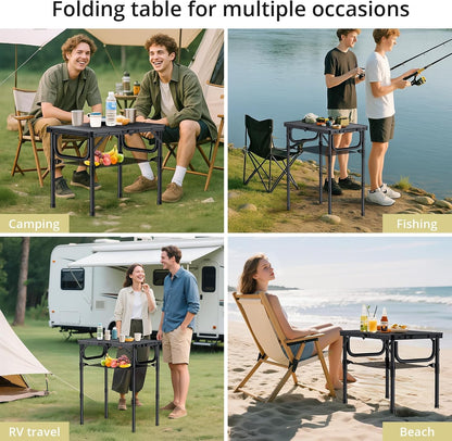 Anbte Folding Camping Table, 24"X 16" Adjustable Height Small Folding Table