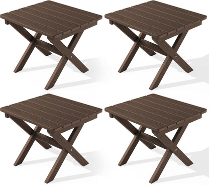 SERWALL Small Folding Side Table, HDPE Outdoor End Table, Coffee